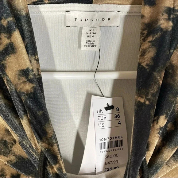 NEW TopShop Acid Wash Tie Dye Pullover Velvet Hoodie Sweatshirt Size US 4 Small - Picture 6 of 10